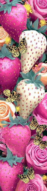 Free strawberry bookmark featuring two white strawberries and pink strawberries